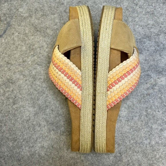 TOMS - Women’s Paloma Sandals Crossed Straps Slip-On Tan Suede Pink Slides Sz 9 - Picture 6 of 9